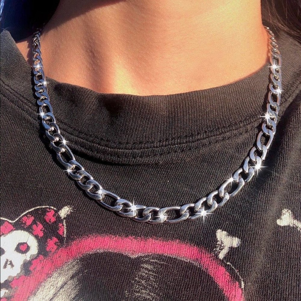 20" 18K White Gold Mens Figaro Chain Link Necklace Guys Authentic Jewelry 18 K